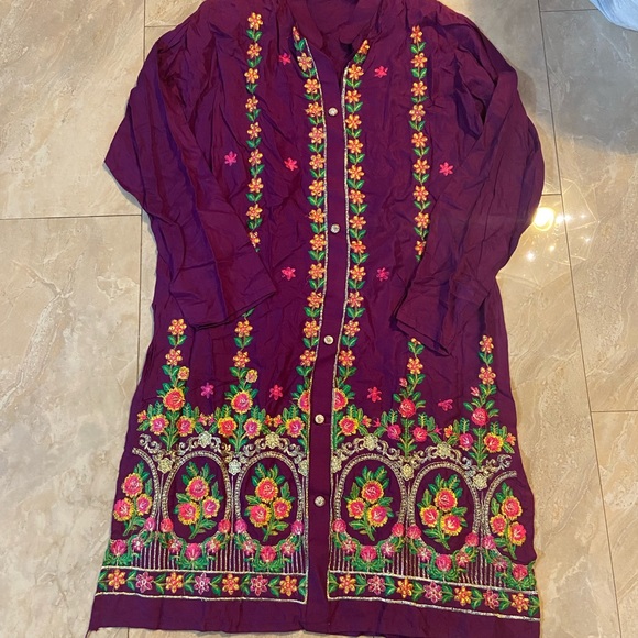 Salwar Kameez Other - Embroidered Purple Floral Women's Kameez